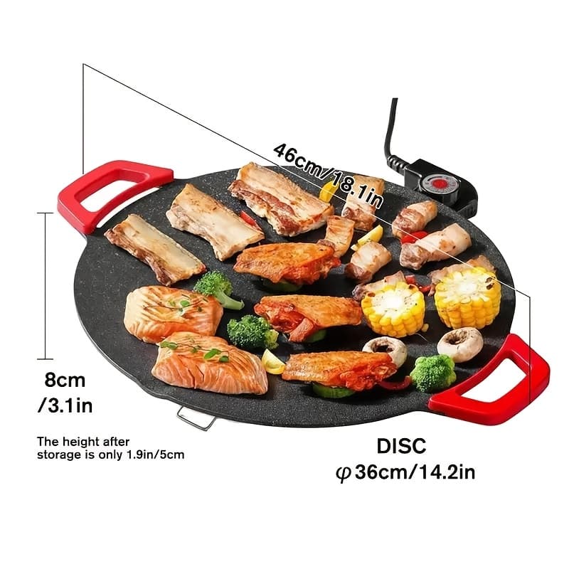 TEMU Tanlook Portable Electric Korean Bbq Grill Smokeless Indoor Grill Pan With Adjustable Temp Non Stick Coating Perfect For Cooking Meat, Veggies, Pancakes At Home Or Outside