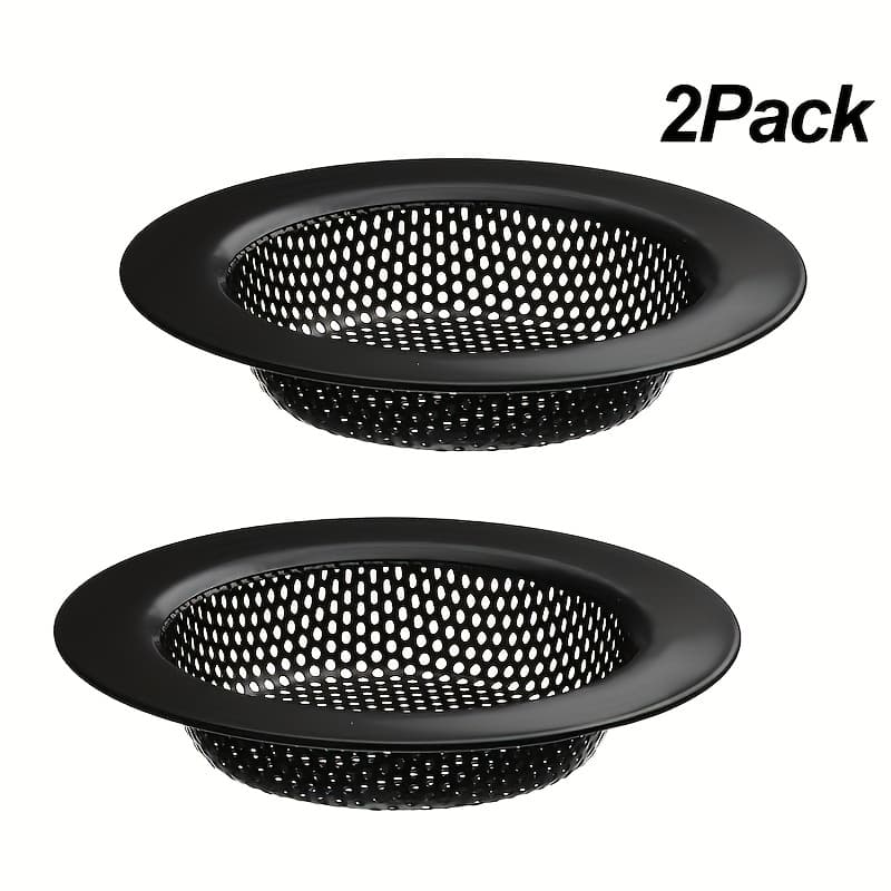 TEMU 2pcs Black Stainless Steel Kitchen Sink Strainer - Anti-clogging Design, Rustproof And Easy To Clean, Suitable For Most Kitchen Sink Drains