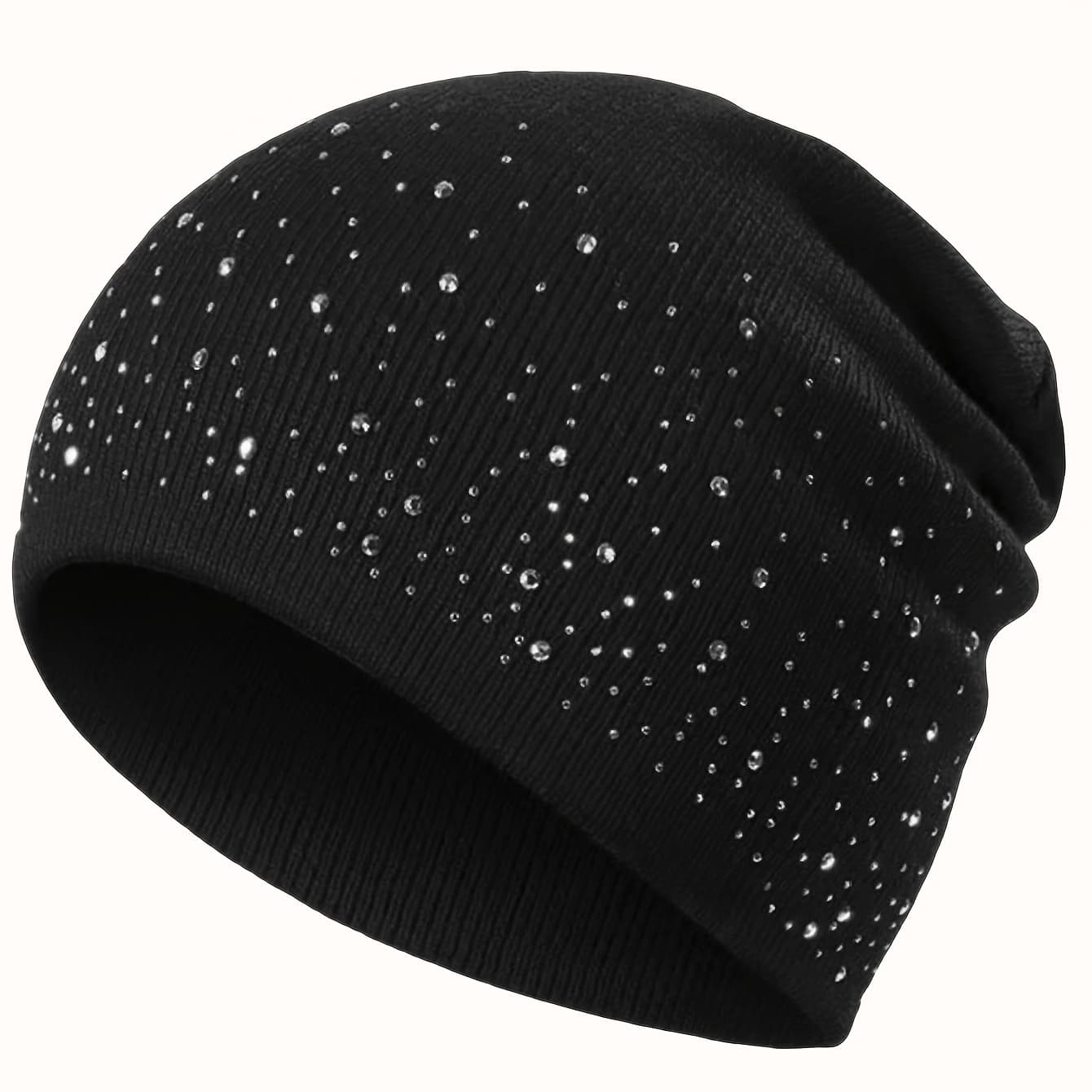 TEMU Women's Studded Decorative Beanie Hat With Stretchy Fabric, Lightweight And Warm Hat, Gothic Alphabet Ny Pattern, Y2k Style Outdoor Hat, Breathable, Elastic For Autumn And Winter,
