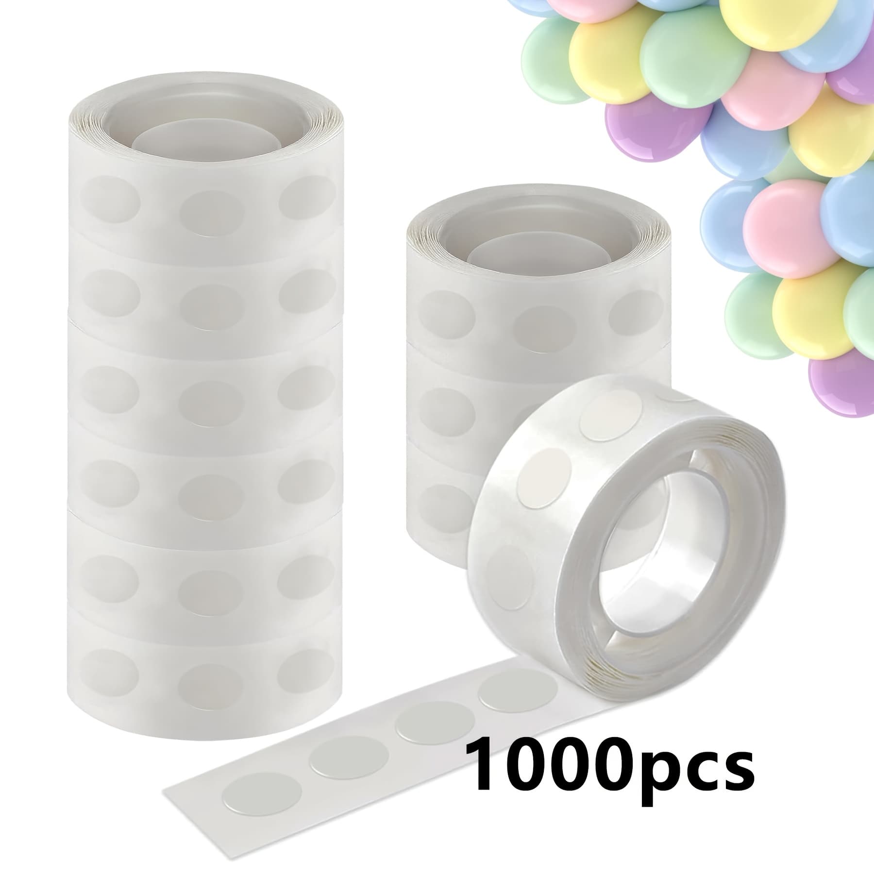 TEMU 1000pcs Clear Double-sided Adhesive Dots - 10 Rolls, Removable & Versatile For Balloons, Crafts, Wedding Decorations