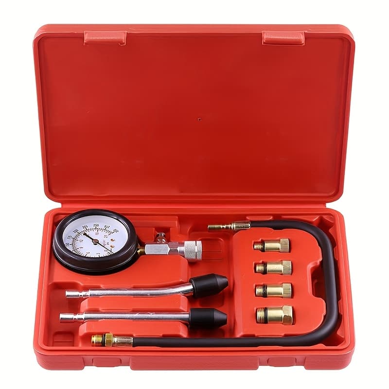 TEMU 8pcs Compression Tester Cylinder Pressure Gauge For Gas Engine, Without Battery