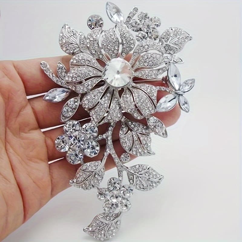 TEMU 1pc Men's Zirconia Large Flower Brooch Women's Fashion Prom Costume Party Jewelry Additions Gift