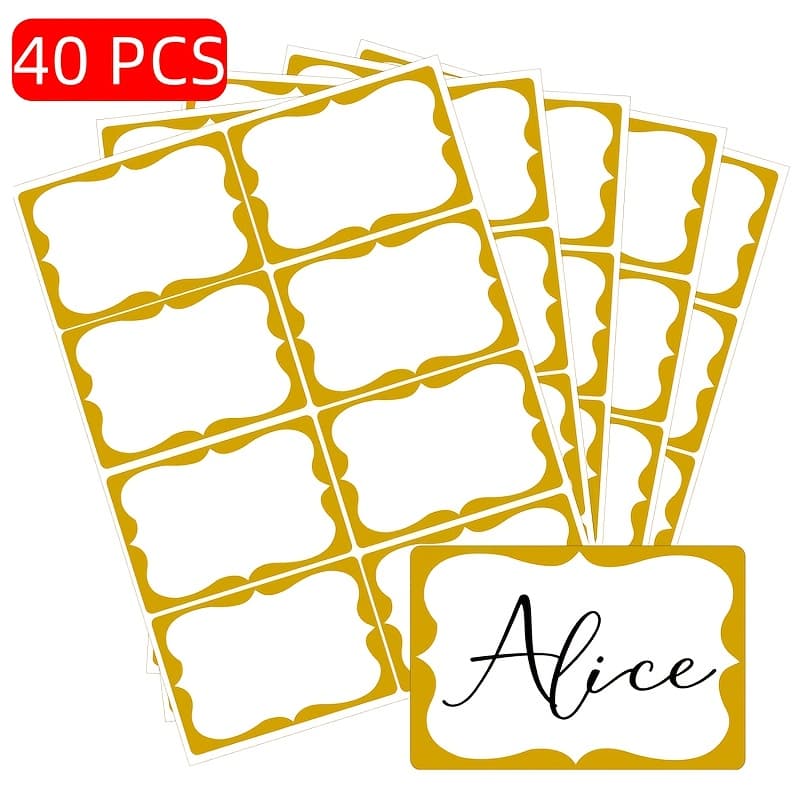 TEMU 40/160pcs Golden Name Tags, 2.25" X 3.5" Name Tag Stickers With , Adhesive Name Tags Sticker, Name Badges Labels For School, Office, Home, Party, Conferences, New Year