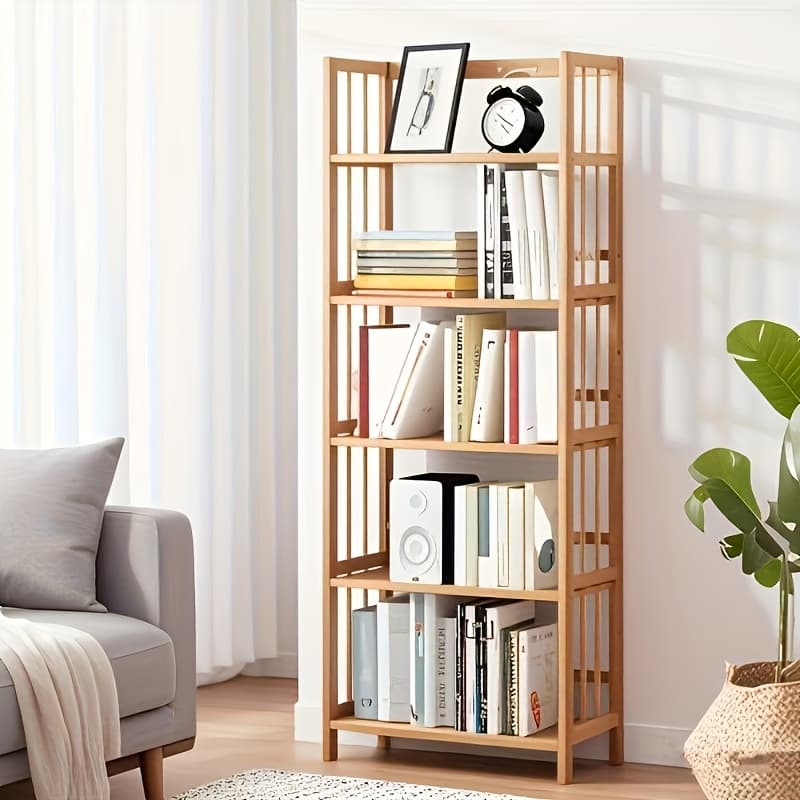 TEMU Bamboo Bookshelf, Multi-functional Storage Rack, Adjustable Storage Shelf For Bathroom, Home, Office, And Kitchen Use.