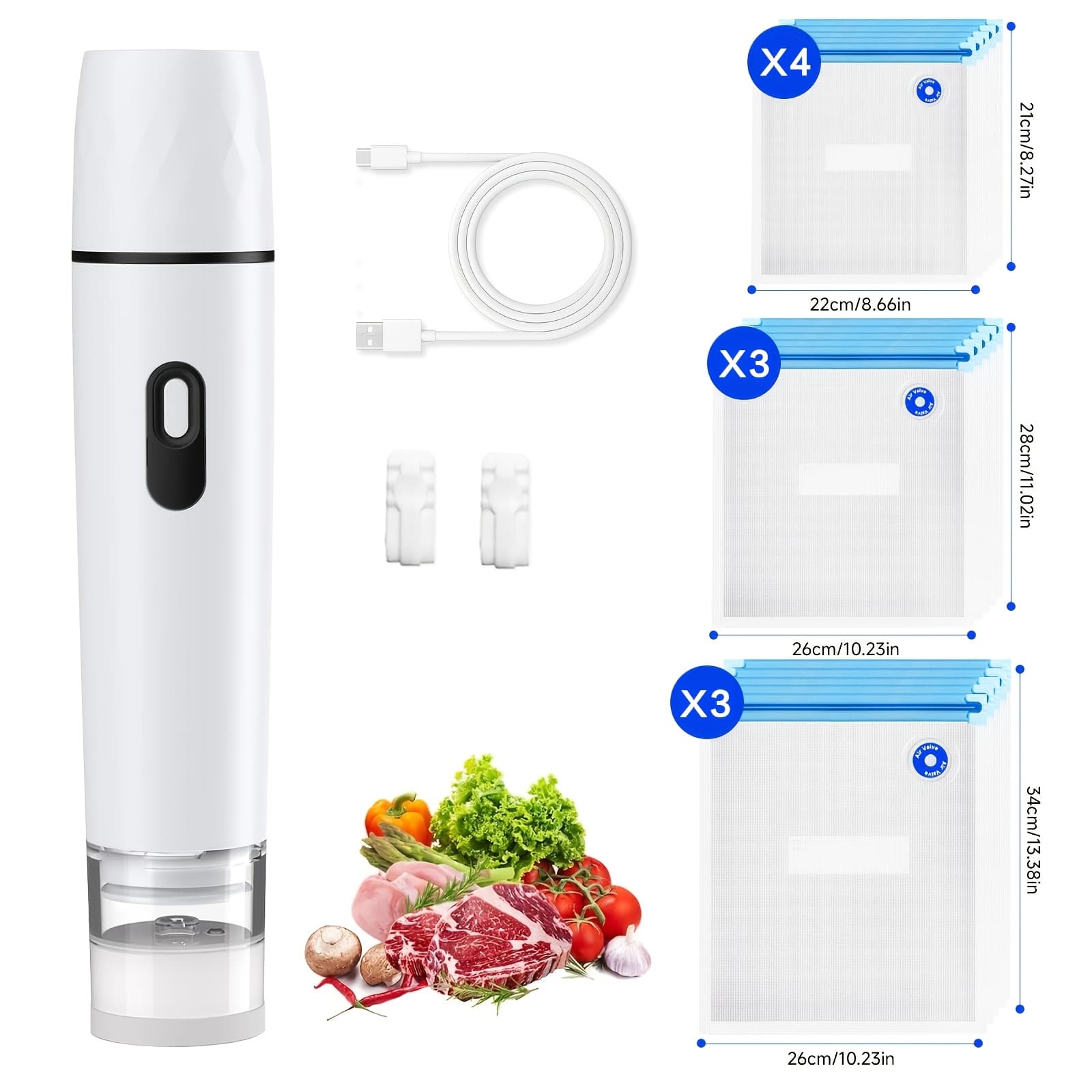 TEMU Vacuum Bags Are Sold Separately- Sealing Machine (vacuum Sealing Machine + 10 Reusable Vacuum Bags), Powerful Handheld Vacuum Sealing Machine, Sealed Meal Storage Device, Portable Sealing Machine