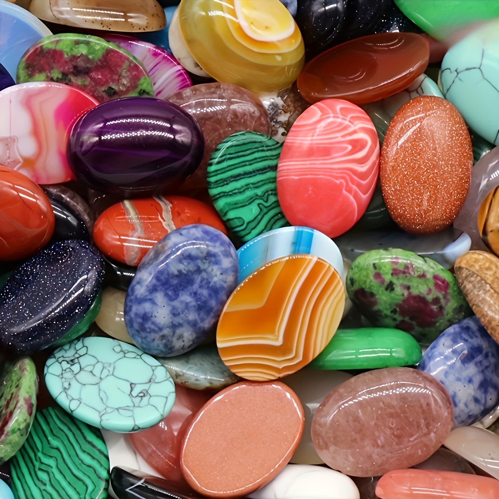 TEMU 20pcs Egg Shaped Section Natural Stone Single Arc Elliptical Geometry Jewelry Additions
