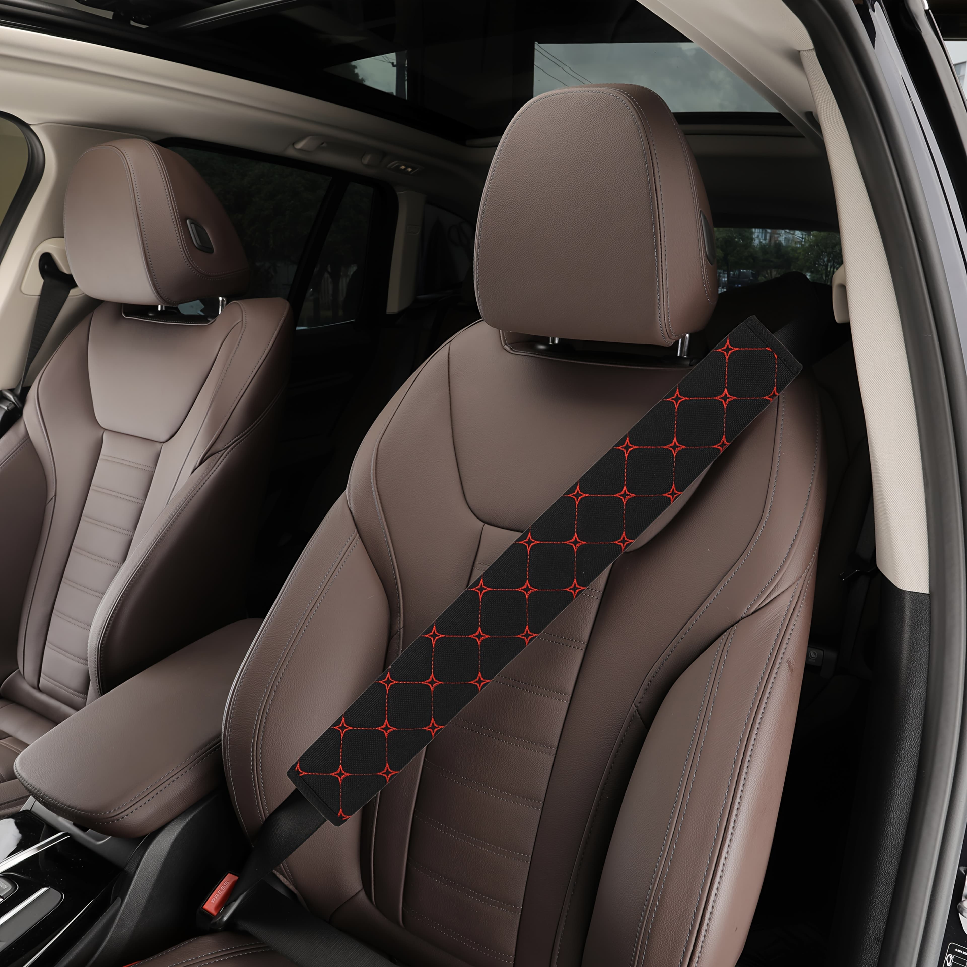 TEMU Automotive Additions New Breathable Summer Soft Velvet Seat Belt Cover Premium Trendy Brand Cute Extended Wear-resistant And Dirt-resistant Shoulder Pad Small Truck Car Safety Belt Anti-scratch