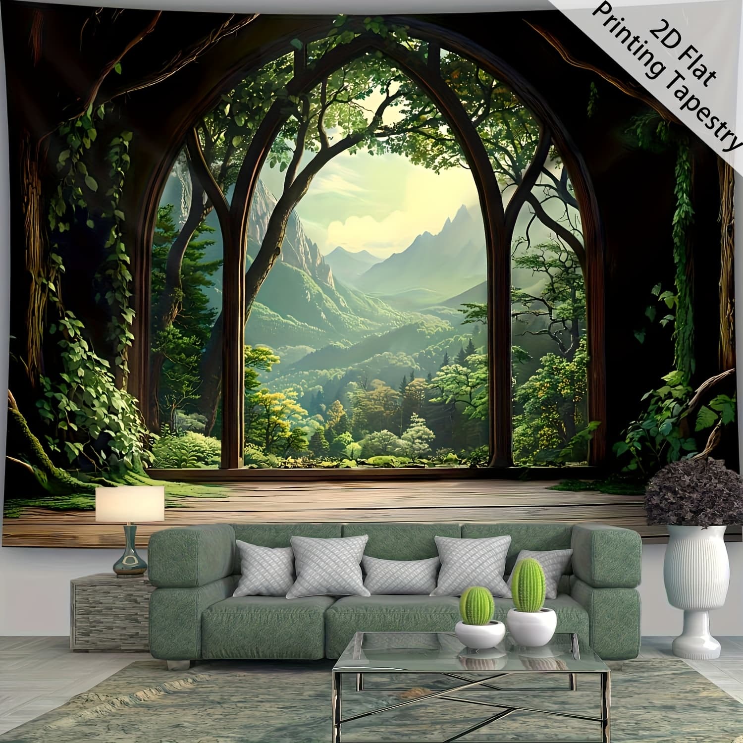 TEMU 2d Flat, [ 2d Flat Printing] 1pc- Ultra Large Size- Nordic Landscape - Hd Digital Printing Huge Tapestry- Polyester- Home Decoration- With Free Hanging Clips, 2d Flat