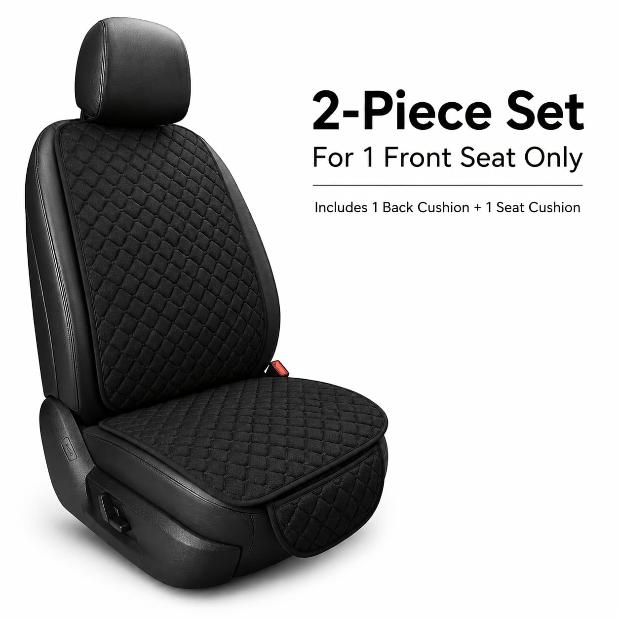 TEMU 2pcs Linen Car Front Seat Cushion Set, Includes 1 Seat Cushion & 1 Back Cushion, Fits 1 Front Seat , Breathable Flax Auto Seat Protector Pad For Driver Or Passenger Seat