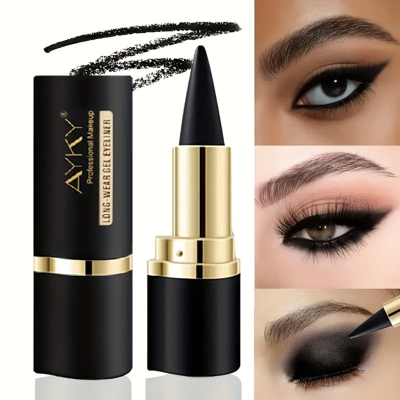 TEMU Solid Matte Black Eyeliner Cream - Anti Smudge, Waterproof, Anti Discoloration, Suitable For Beginners - Easy To Apply And Durable Cream Formula