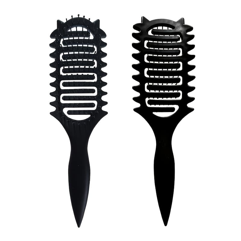 TEMU Hollow-out Kitten Comb With Cat Ear Design - Nylon Detangling Hair Brush For Dry Hair, Ergonomic Abs Handle, No Electricity Needed