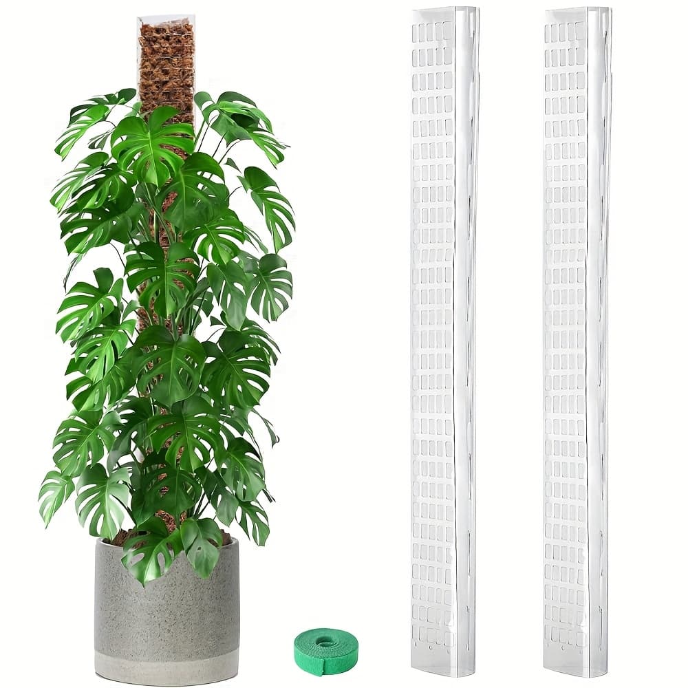 TEMU 2pcs 36 Inch (91.44cm) Plastic Moss Poles For Monstera, Large D-shaped Poles For Climbing Plants Work With Sphagnum Moss, 70 Inch Plant Stake Set Of 2, Garden Ties