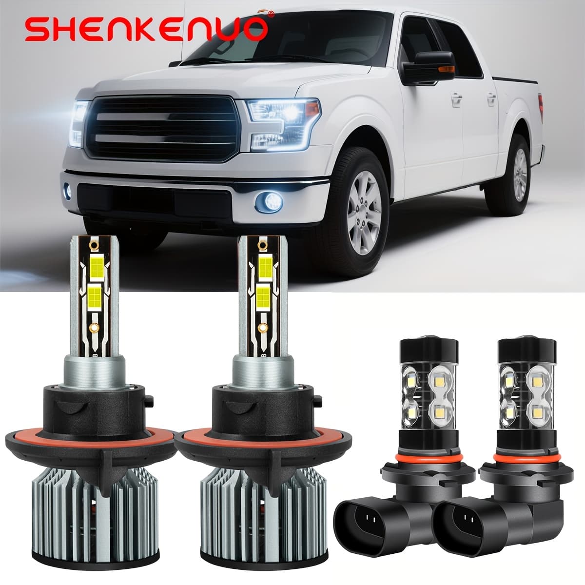 TEMU 4pcs For Ford 2004-2014 / Led Headlight Bulbs + Fog Light Bulbs Combo