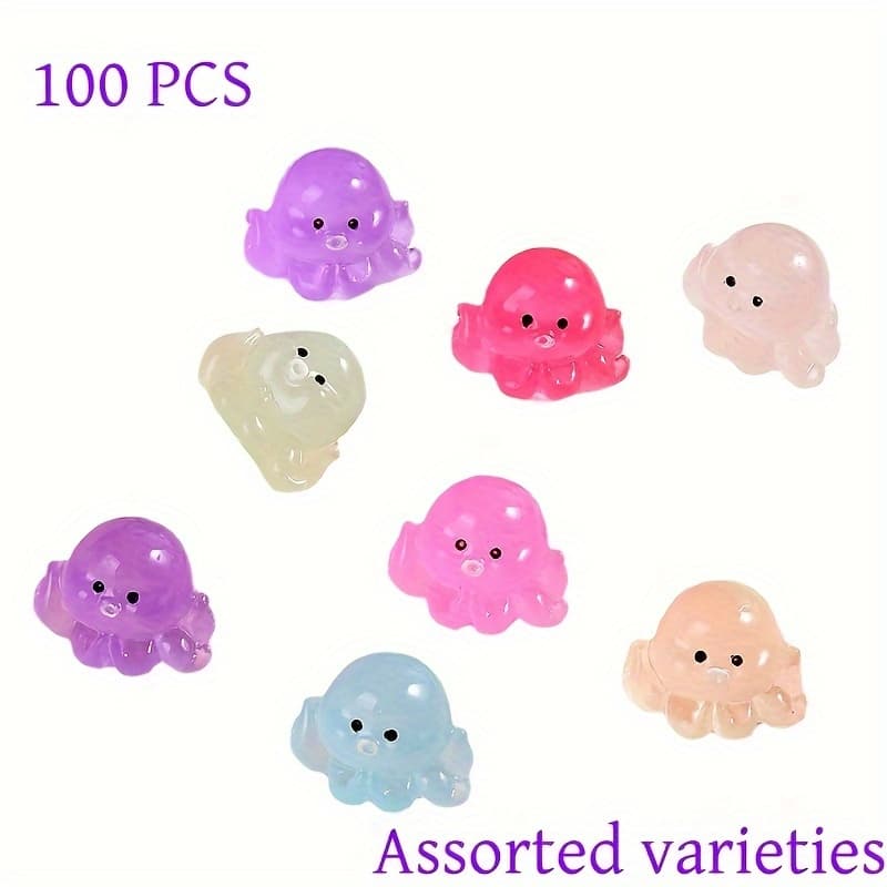 TEMU 100pcs -the-dark Resin Octopus Charms, Assorted Colors, Making, Hairpin Craft Supplies, Bead Accessories