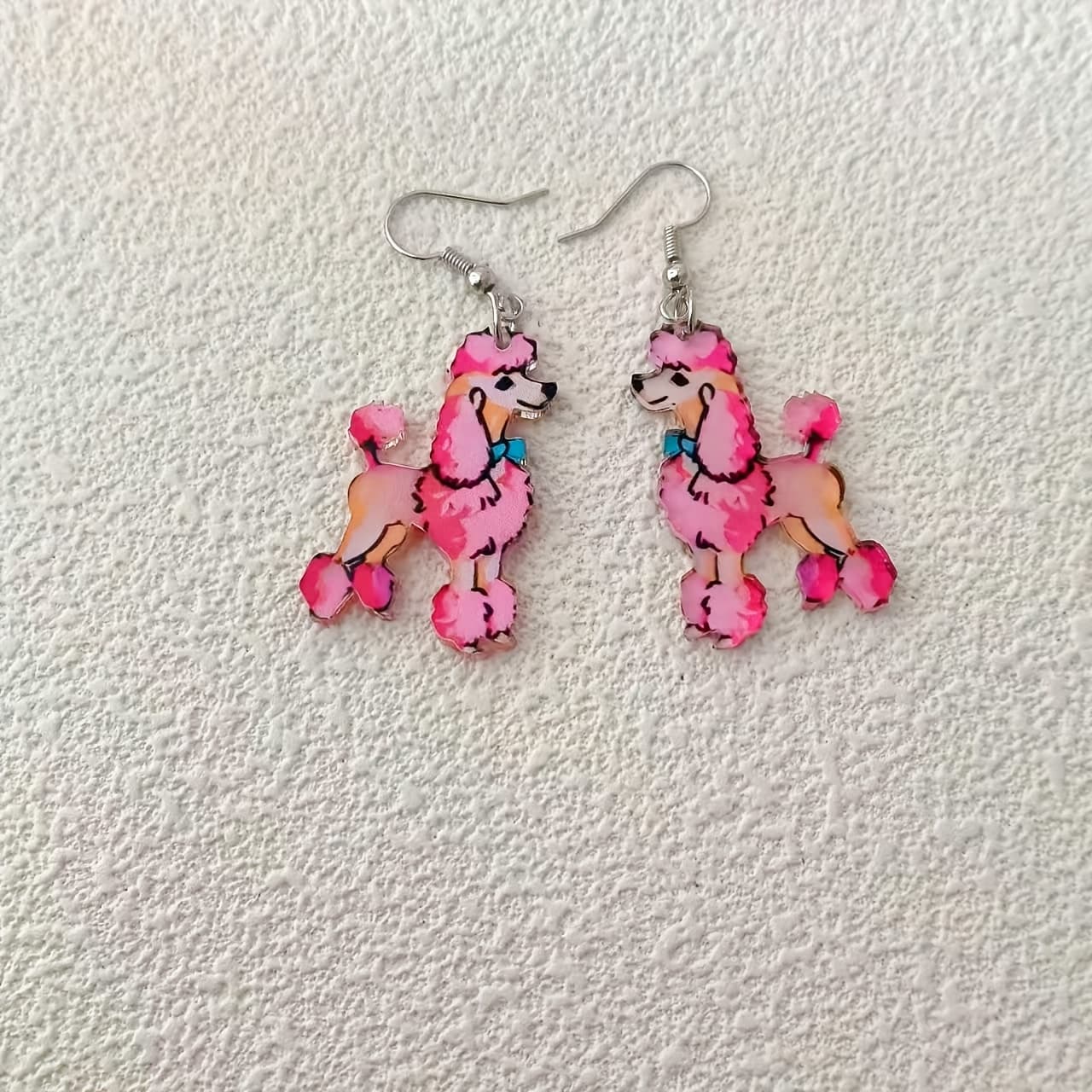 TEMU 2d Flat - A Pair Of 2d Acrylic Cute Animal Dog Pendant Earrings For Women Additions Gift