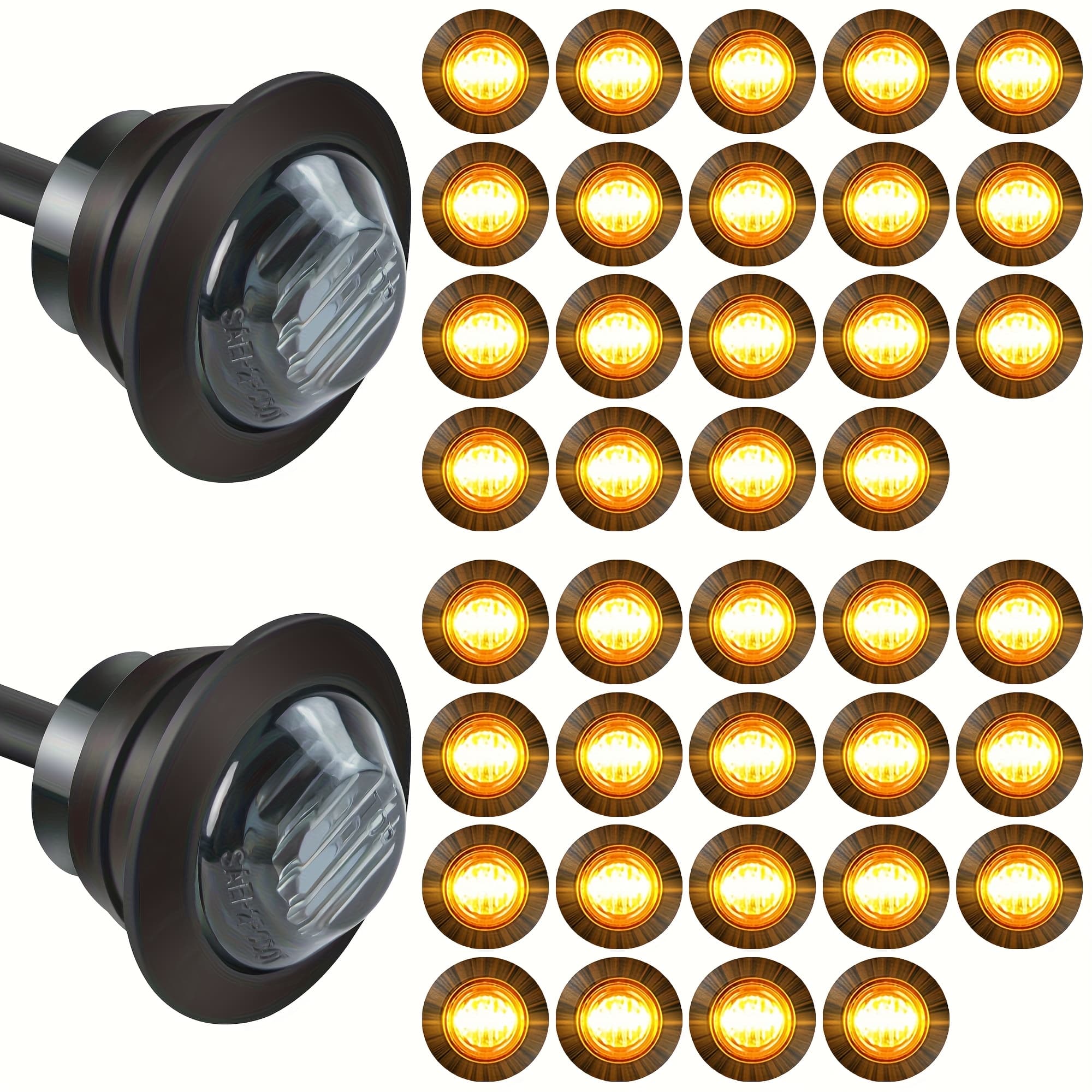 TEMU Set Of 40 Round Led Lights, Measuring 3/4" And Operating At 12v, Suitable For Use As Front, Rear, And Side Marker Indicators , Rvs, Cars, Buses, Trailers, , Caravans, And Boats