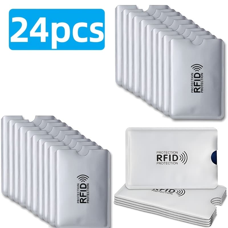 TEMU 24pcs Rfid And Nfc Shielded Card Holders | Anti-magnetic And Anti-scanning Aluminum Id Holder, Wallet Organizer, Practical And Minimalist Id Clip, Women's Business - Dry , Unlined,