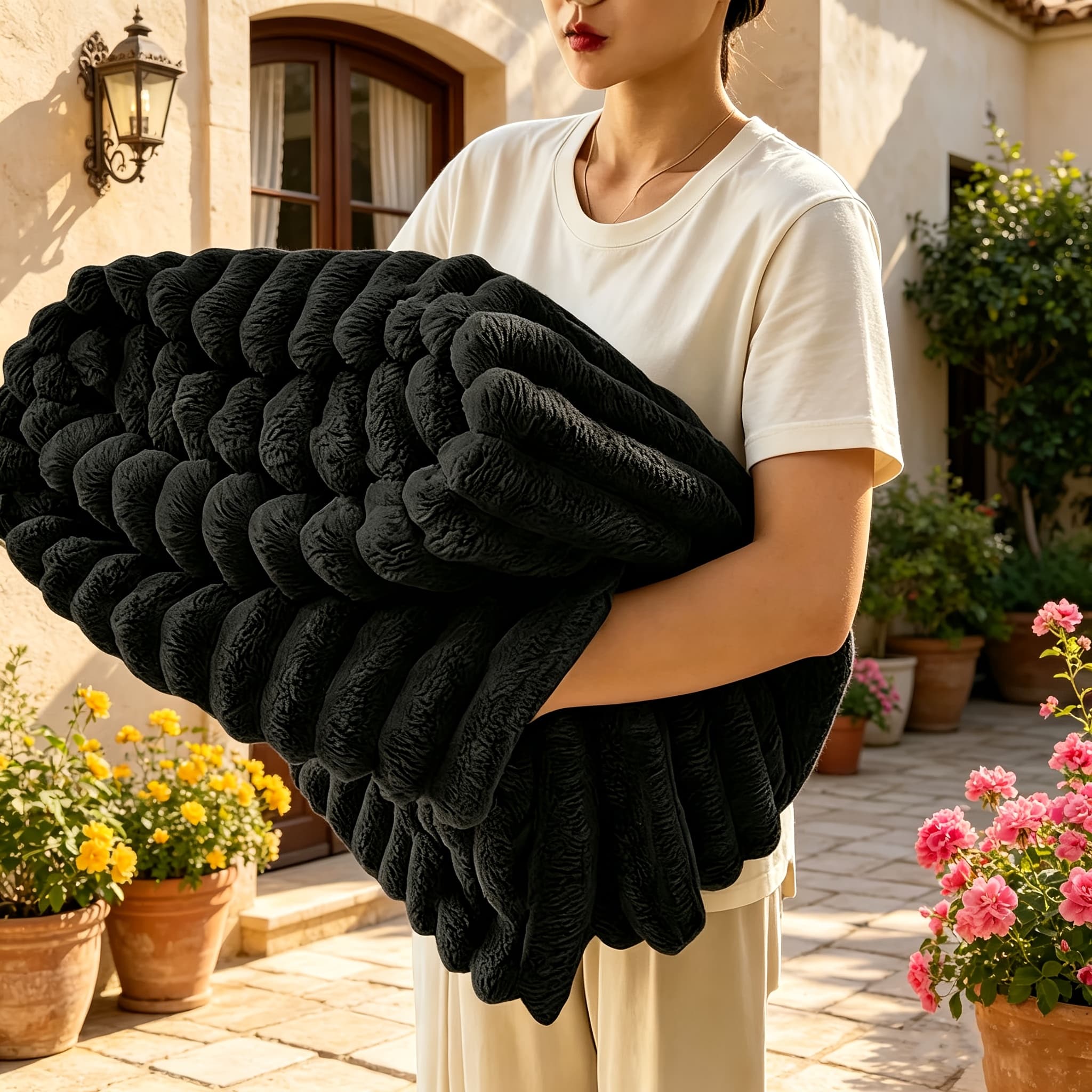 TEMU Luxurious Modern Plush Blanket Suitable For Sofa Bed & Living Room - Fluffy - Cozy Throw, Hand Washable Warm Bedspread For,, For, Hand Washable Suitable For Bedside Use, Traditional Style Bedding
