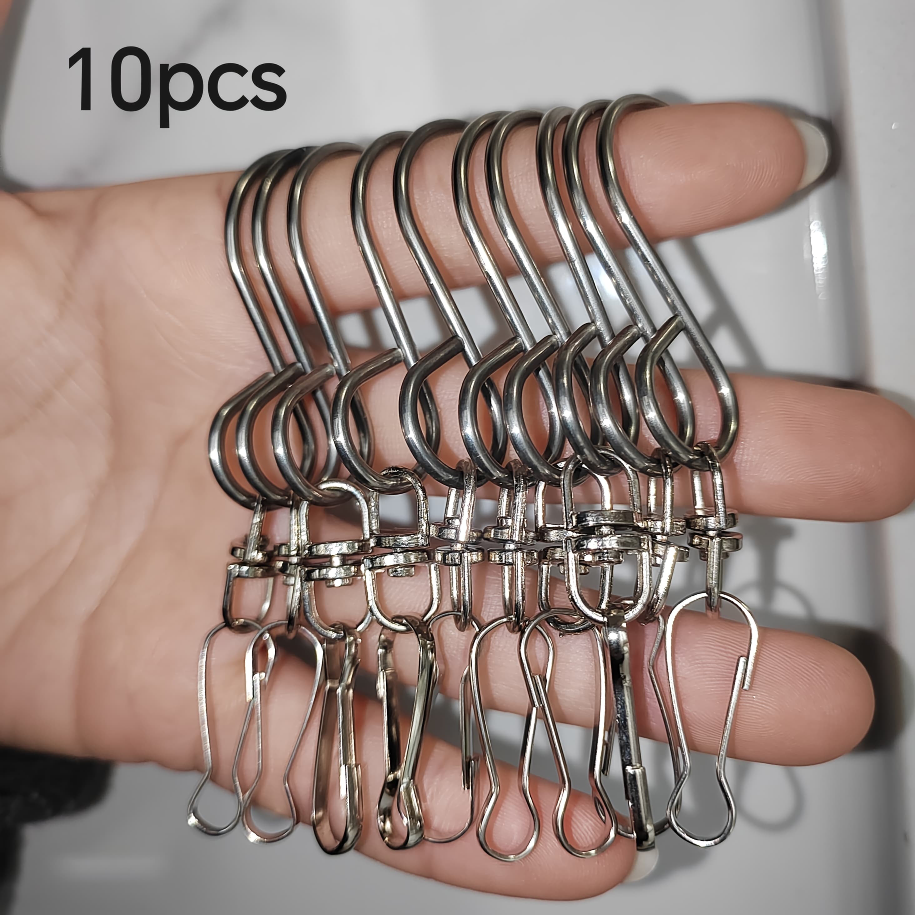 TEMU 8.5cm Universal Hooks, 360 Degree Rotating Hooks, Stainless Steel Rotating Hooks, For Hanging Wind Chimes, Crystal , Outdoor Decorations, Party Supplies, Including 3 Styles - 10, 20, 30