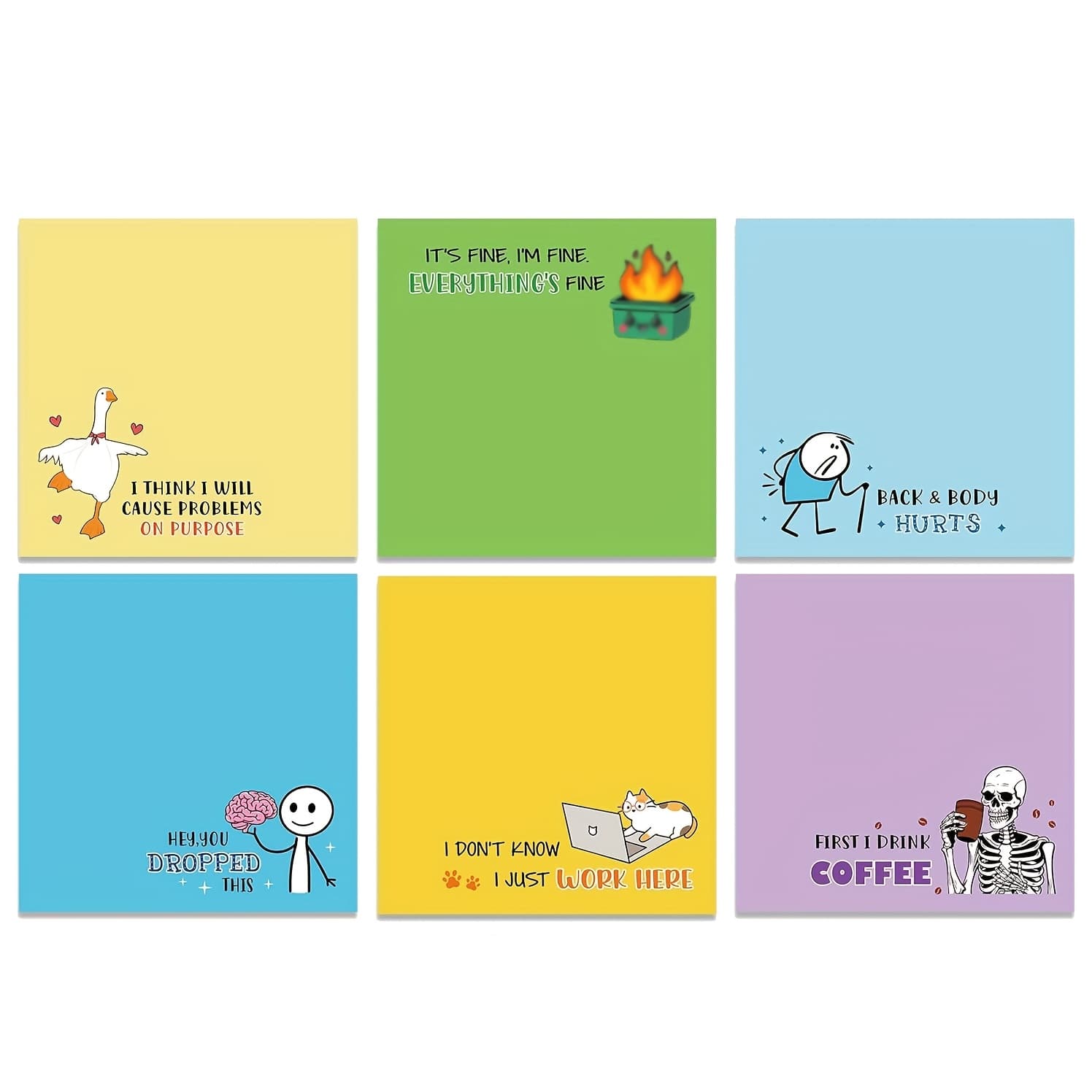 TEMU 6/12pcs Funny Sticky Notes For Work 3x3 Inches Sarcastic Self Adhesive Notepads Novelty Memo Note Pads For Office Coworker Gifts Employee Appreciation Supplies(funny, )