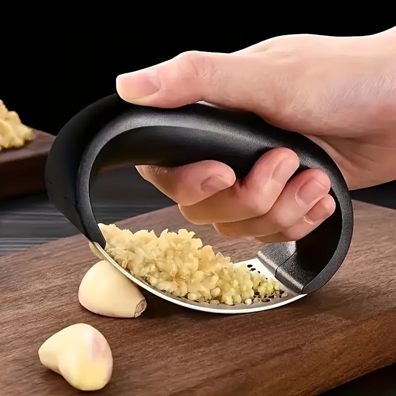 TEMU Stainless Steel Garlic Press - Easy-clean, Portable Garlic Crusher With Perforated Design For Minced Garlic, Perfect For Cooking And Baking, Kitchen Gadget, Garlic Crusher