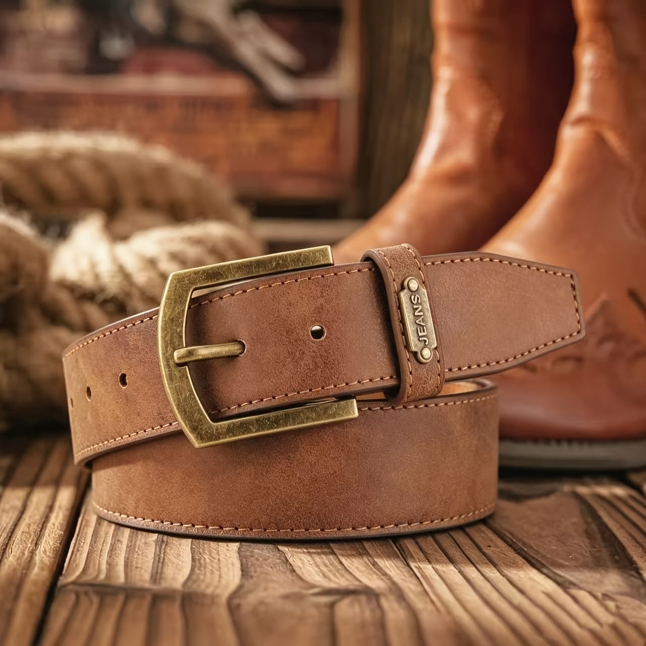 TEMU A Easy, Casual, And Business-style Vintage Pin Buckle Brown Pu Belt, Unisex For Men And Women, Suitable For Daily Commuting, Gifting, And As A Present For Family