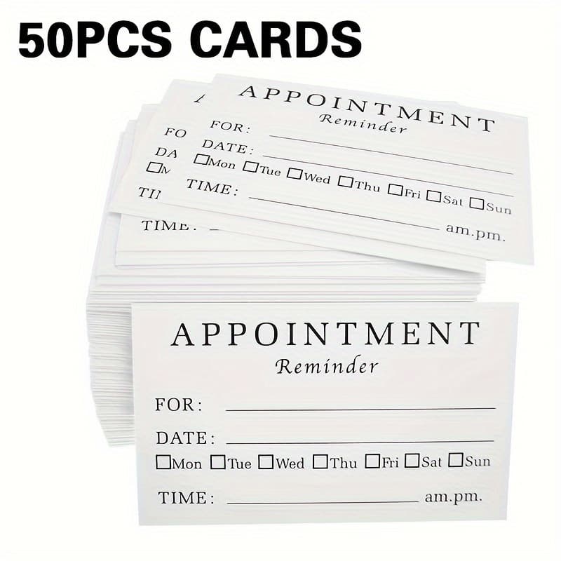 TEMU Pack Of 50/100 Appointment Reminder Cards For Dentist Therapist Salon, Minimalist Style, 3.5"x2"