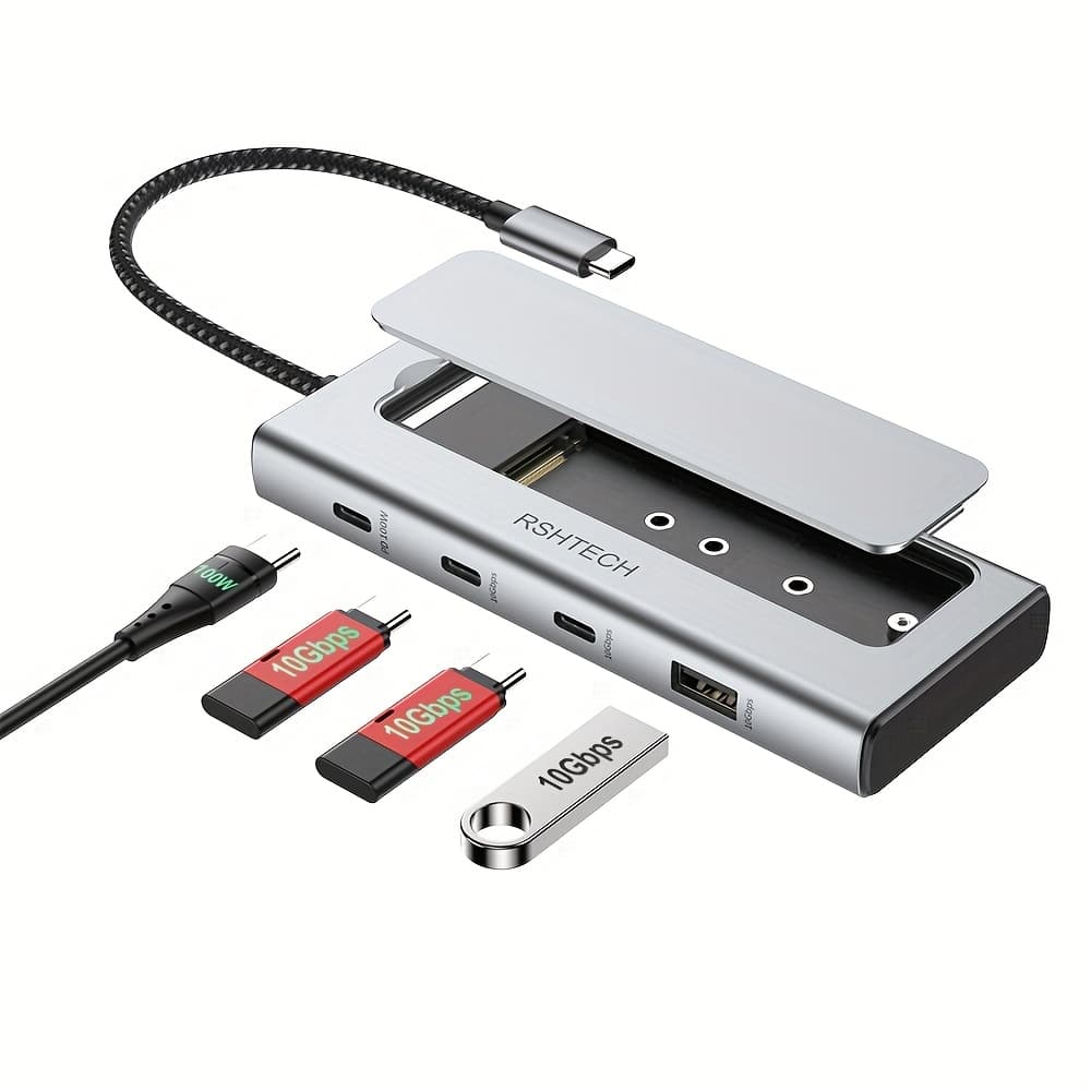 TEMU Pd 100w Usb A/usb-c , Featuring 10gbps Data Transfer And An Enclosure, Designed As A Type-c Docking Station