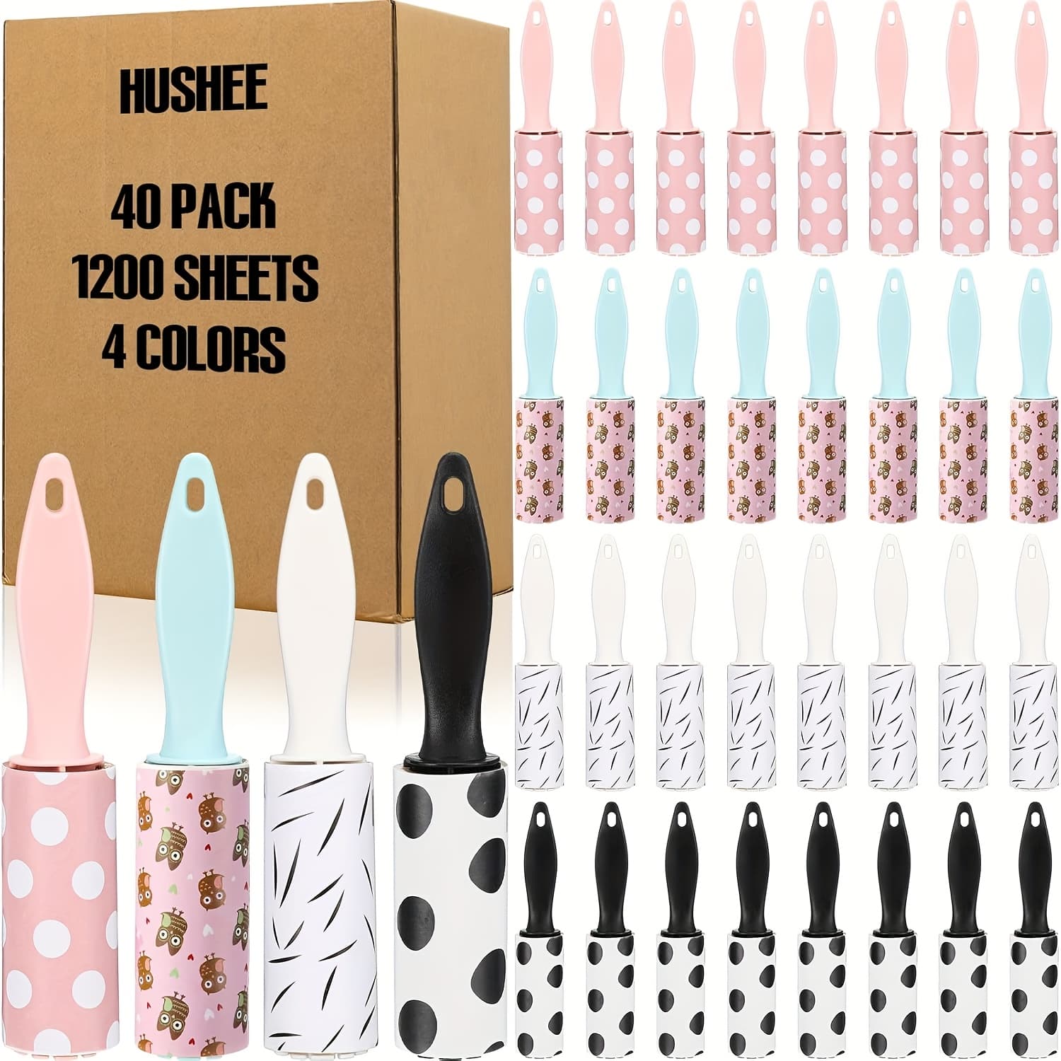TEMU 40pcs Bulk Mini Lint Rollers With - Travel Size Pet Hair Remover For Clothes, Furniture, Car Seats, Luggage, Bags | Portable Static Lint Shaver, Ideal For Dander,, Bedspread Removal (bulk Pack)