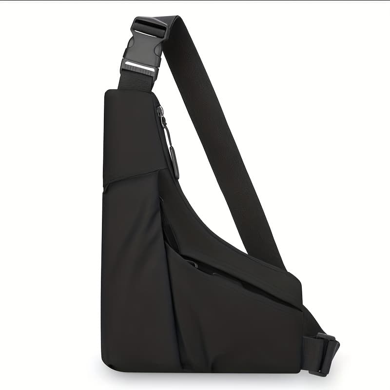 TEMU Unisex Adjustable Waist Pack - Lightweight Nylon Crossbody Bag With Multiple Compartments & Zipper Closure, Casual (black, Zipper Random)