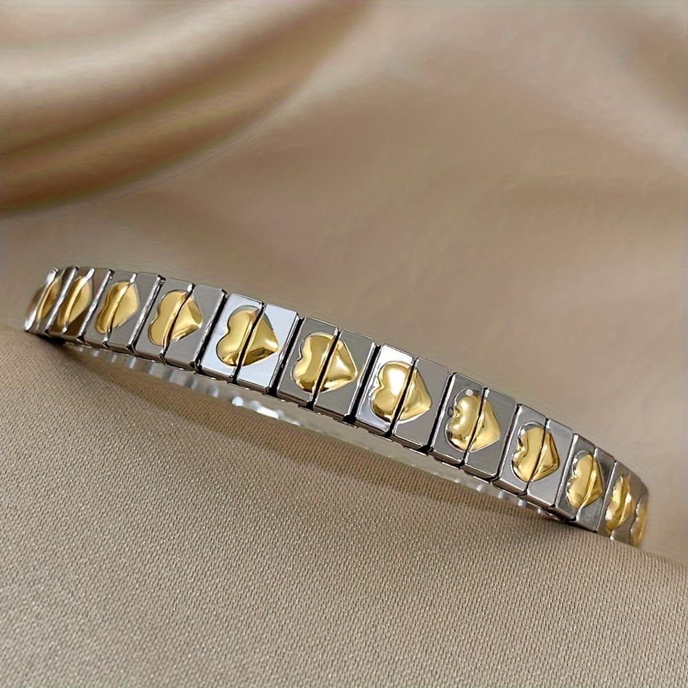 TEMU Selling New Women' Steel Elastic Bracelet Combination, Stacked Bracelet
