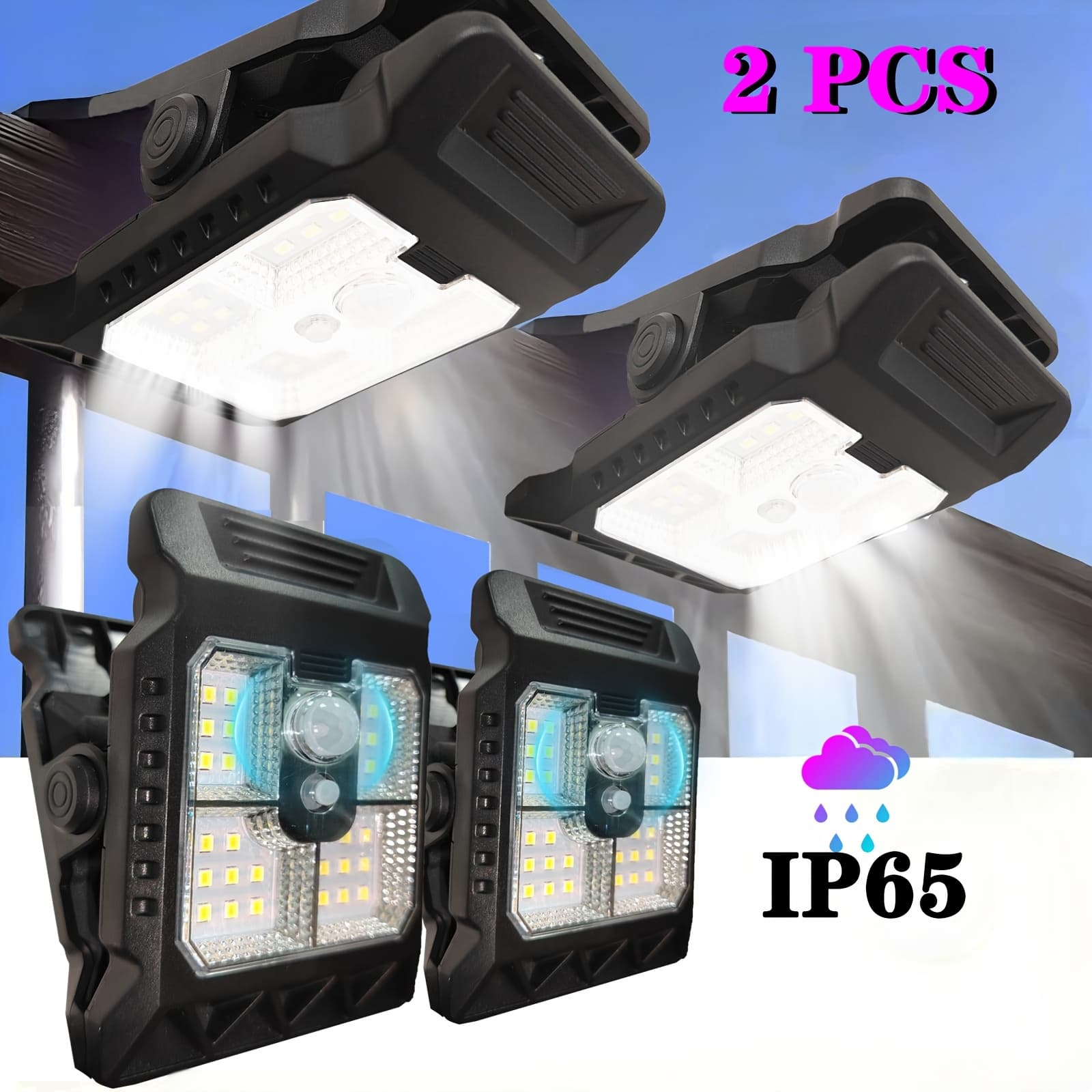 TEMU Or 2 Free Outdoor Solar Lights, Clip On Lights, On Lights, Ip65 Waterproof, Suitable For Garden Fences, Courtyards, , Garages