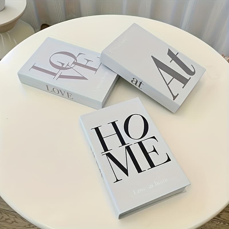 TEMU 3pcs Simulation Book Decor Ornament, Nordic Simple Solid Color Decorative Book Hotel Template Room Soft Decoration Ornament, Simulation Book Model Props Book, For Living Room Office Decor