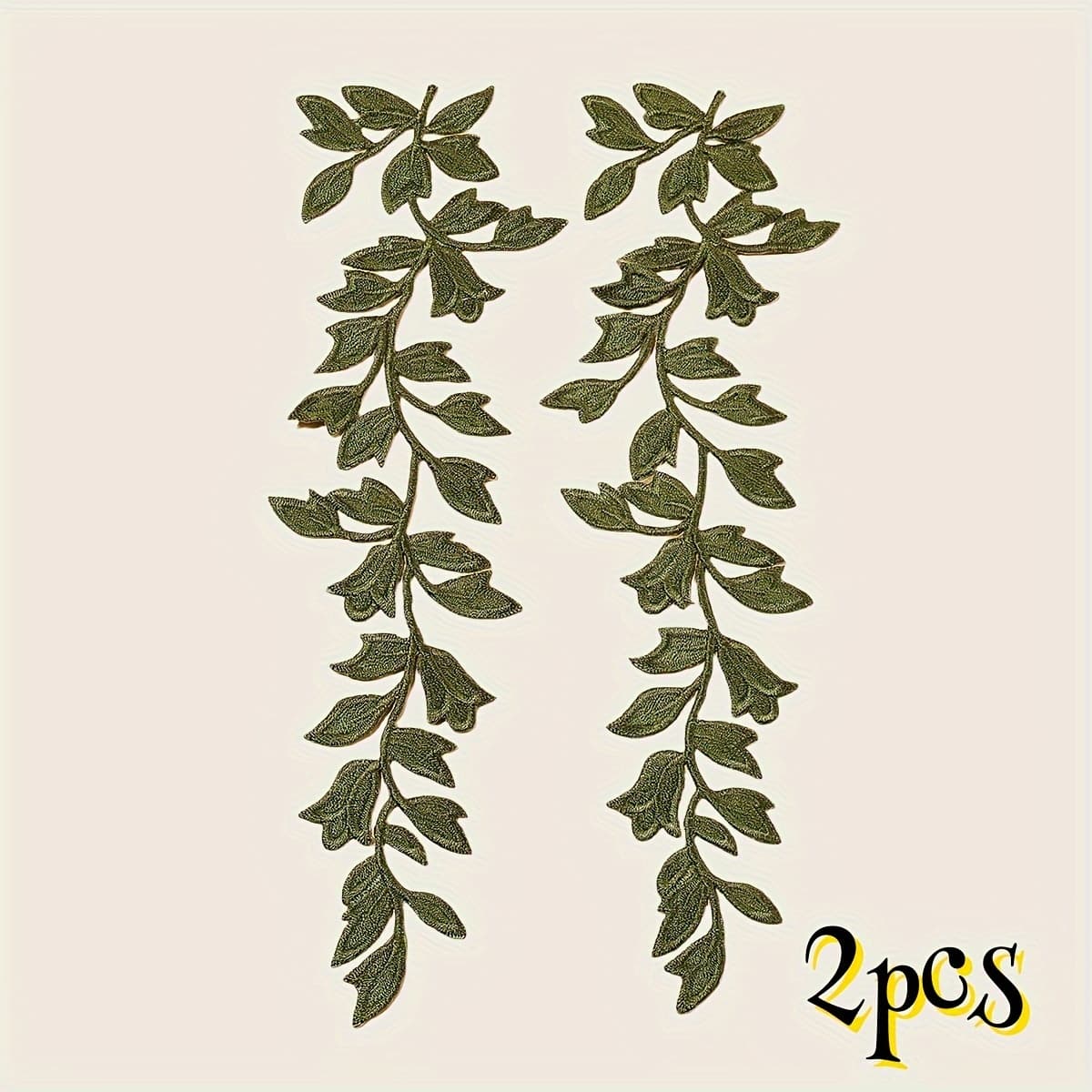 TEMU 2pcs Large Leaf Iron On Embroidered Patch Applique Badge