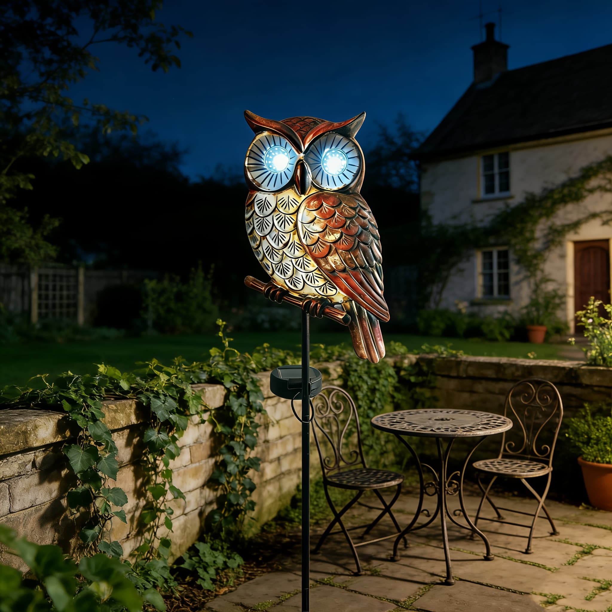 TEMU An Outdoor Solar Powered Owl Statue Light, Ip44, With Glowing Eyes And Light, The Best Yard Decoration For Spring And Summer, Suitable For Halloween And Christmas Decoration