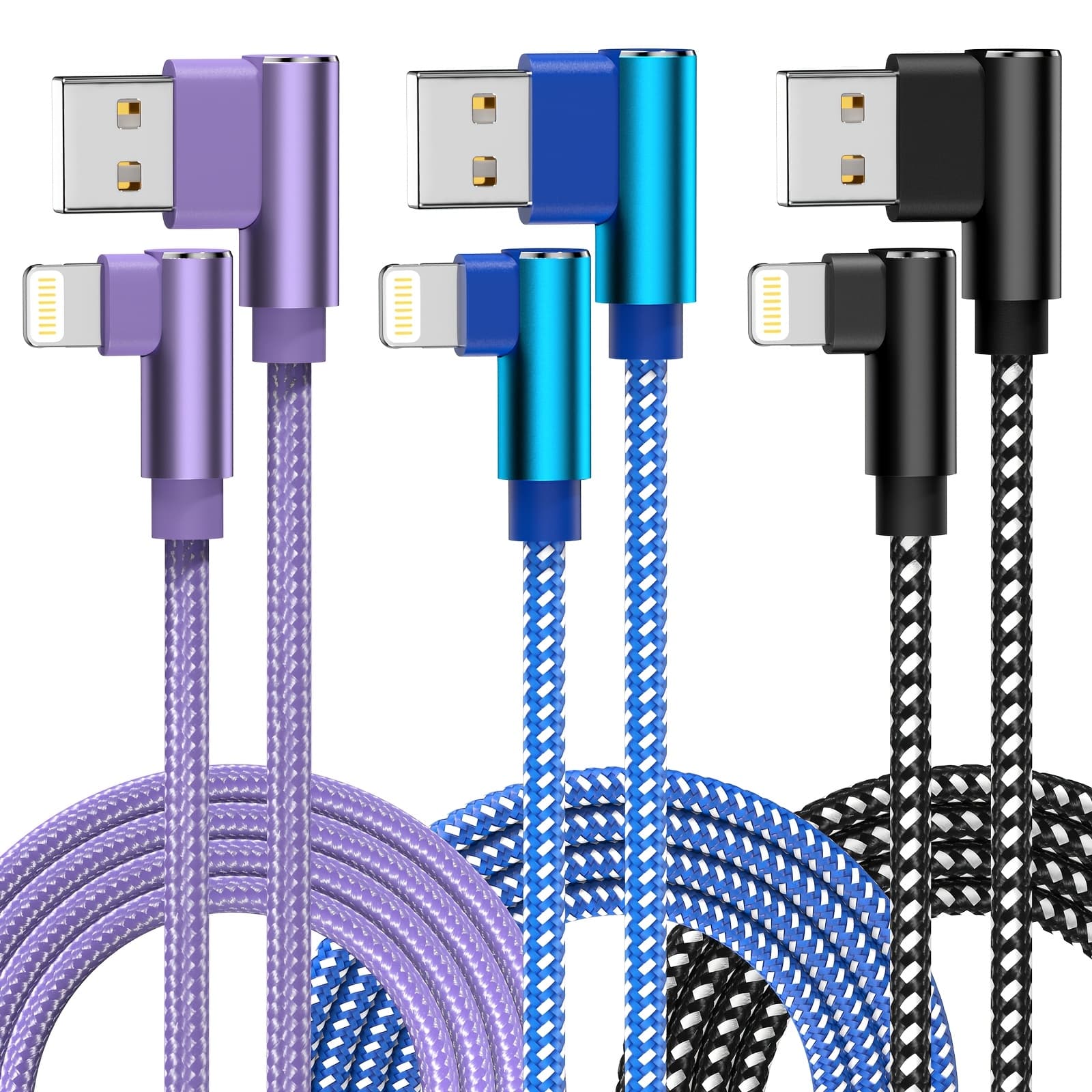TEMU Foriphone Charger, 3 Pack Usb A To Lightning Cable Mfi Certified Foriphone Charger Cord Nylon Braided Compatible With Foriphone 14/13/12/11 Pro Max/xs/xr/x/8/7/ipad (10ft)