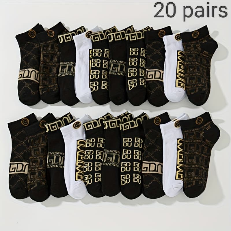 TEMU 20 Pairs/10 Pairs Men's Sweat-absorbing And Deodorant-proof Shallow Boat Socks For Autumn, Winter And Spring