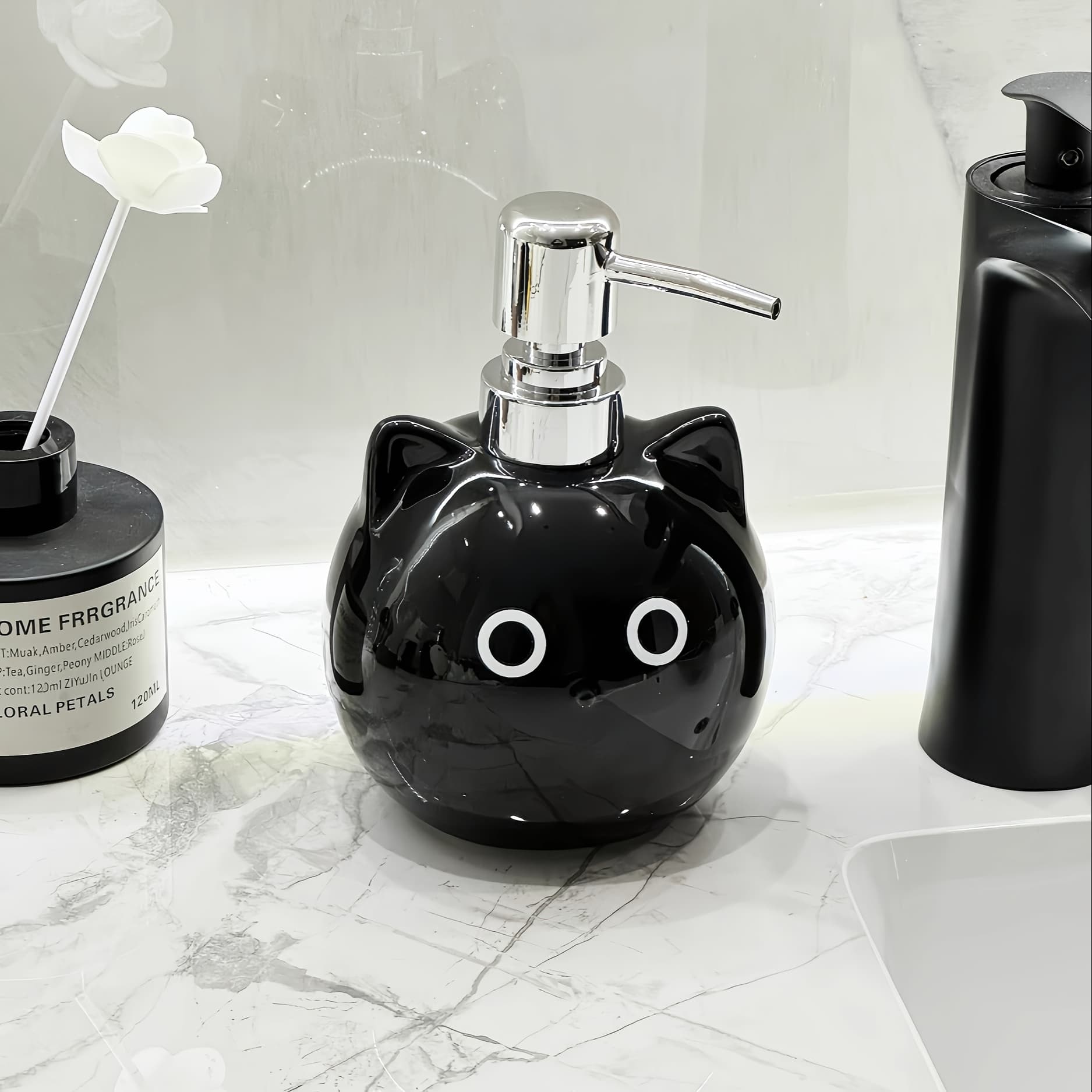 TEMU This Quirky And Features A Round- Black Cat Ceramic Lotion Bottle, Which Is Decorative And Practical. A Great Item And For An Holiday Gift