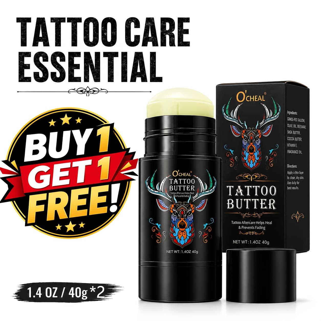 TEMU Buy 1 Get 1 Free Stick - 2pcs Suitable For &, Hydration & Balm For New, Long- Care, Moisturizing For Tattooed Skin