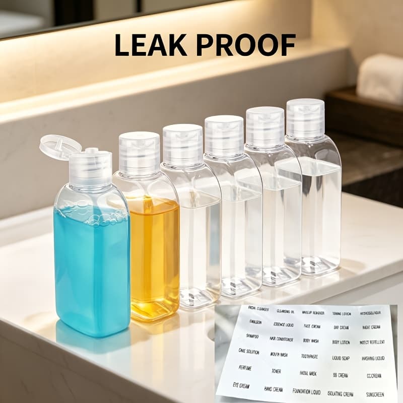 TEMU Set Of 6 Tsa- Travel Bottles That Are Leak-resistant, Suitable For Conditioner, Body Wash, And Other Essentials - Designed For Secure And Convenient Travel
