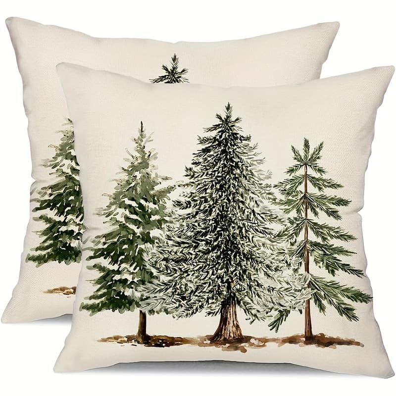 TEMU 2pcs, Christmas Pillow Covers With Cedar Decorative White Throw Pillows For Winter Home Couch Decor