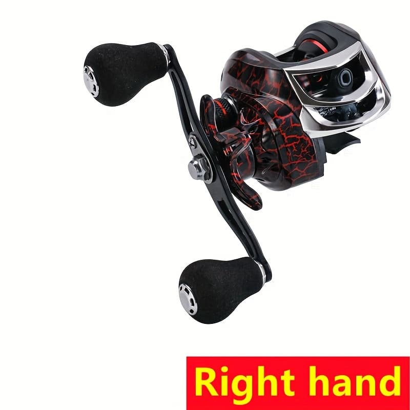 TEMU Metal Spool Fishing Reel, Black And Red, High Speed Ratio, Suitable For Fresh Water And Salt Water, Long Cast, Multi-functional Bait Reel