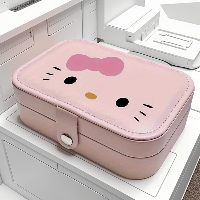 TEMU Hello Kitty 3-layer Jewelry Box Large Capacity, Durable & Portable For Necklaces, Earrings, Rings, Bracelets Perfect Gift For Holidays, Us Local Warehouse Jewelry Box