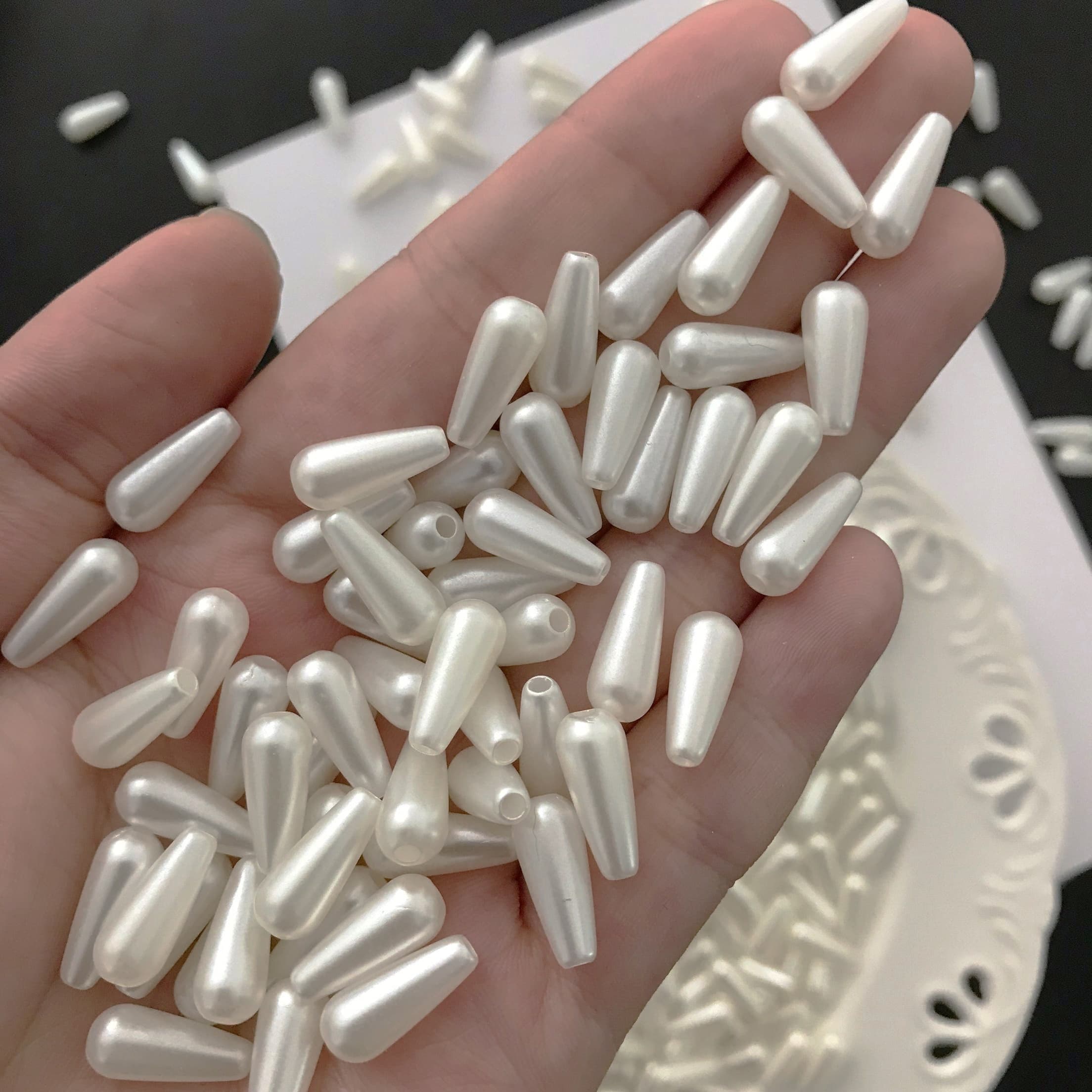 TEMU 100pcs Oval Teardrop Abs Beads Loose Beads Handmade Hairpin Tassel Necklace Earrings Jewelry Additions