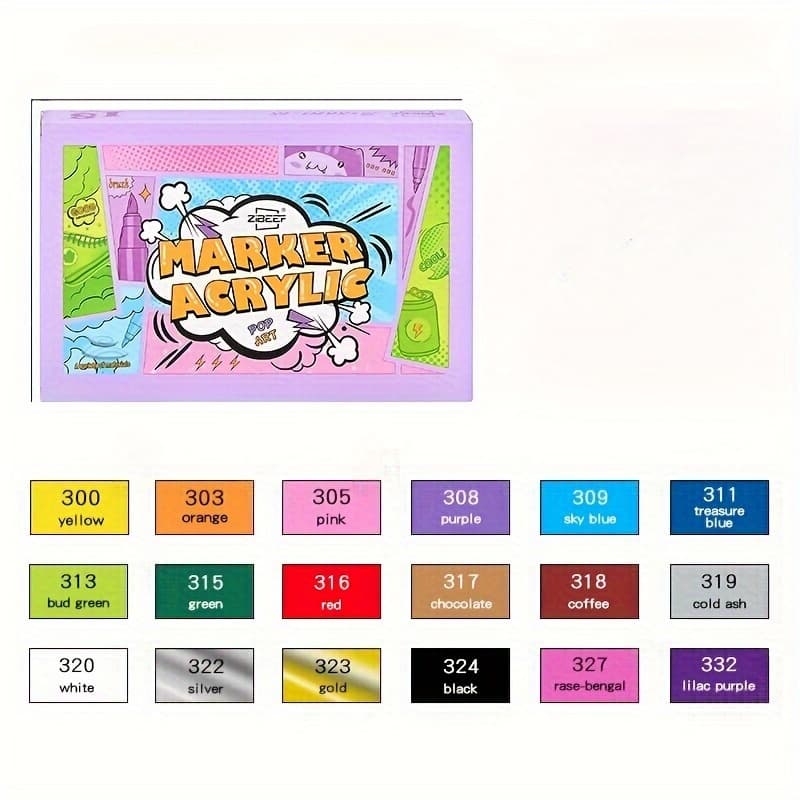 TEMU 18/24/36/46/60/84colour Vibrant Acrylic Pens - Soft, Flexible Brush Tip For , Versatile For Canvas, Rock, Wood, Stone, Glass, Ceramicperfect For Creative, Artistic , And Diy Craft Projects