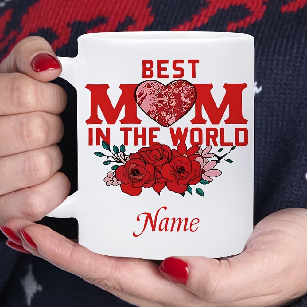 TEMU 1pc Personalized " In The World" Mug With Name/text - Ceramic Coffee Cup Suitable For Hot/cold Drinks, Dishwasher Safe For Tea, , Smoothies - Gift For , Birthdays, -