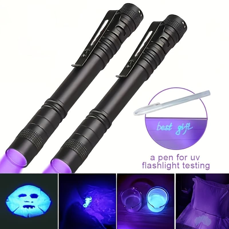 TEMU Uv Detection Flashlight - 2/4/6/8/12pcs Portable 395nm Blacklight For Currency Authentication, Pet /urine Detection And /tick Tracking, Requires 2 X Aaa Batteries (not Included)