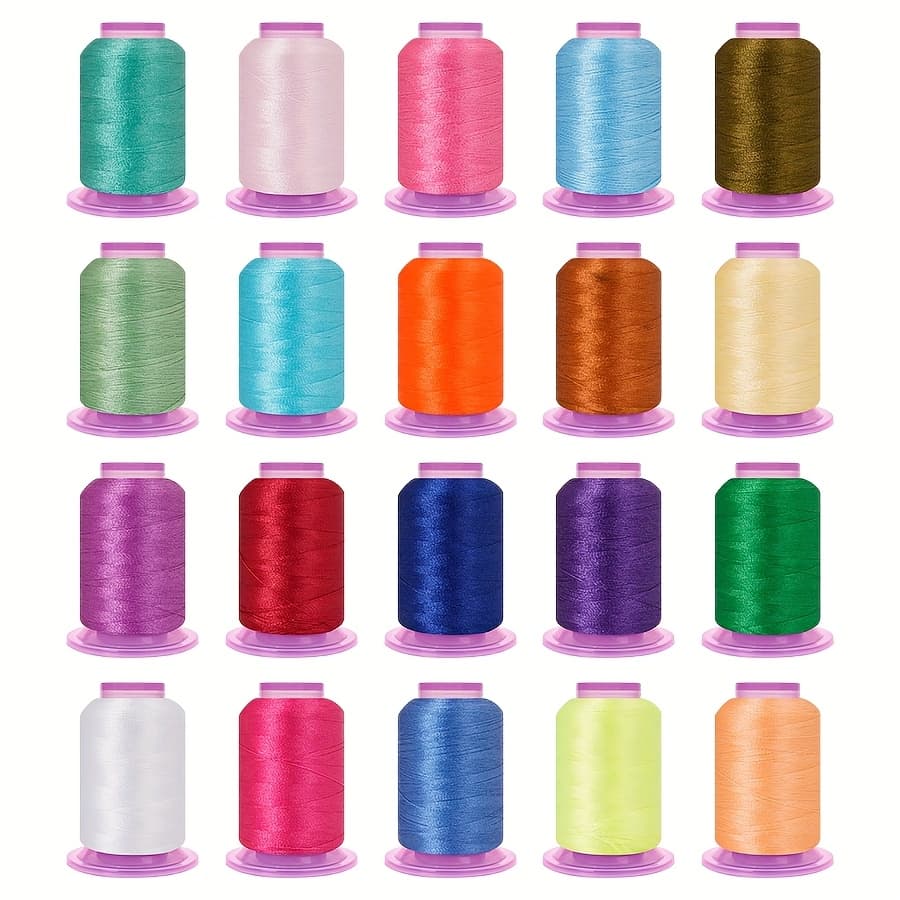 TEMU 20-color Embroidery Thread Set - 550 Yards Per Spool, 20 Colors For Machine Quilting And Embroidery Use, Threads For Beginners And Crafts