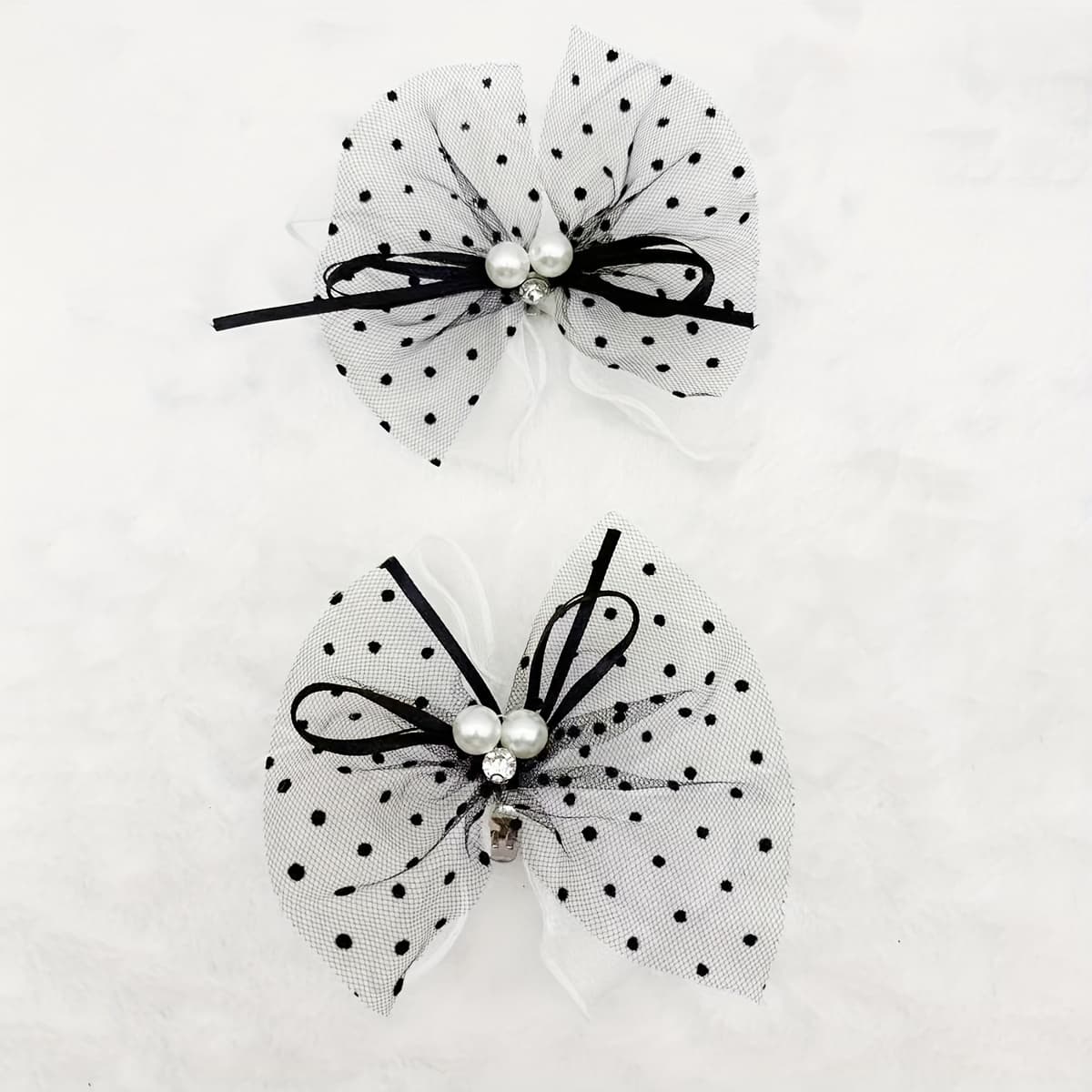TEMU 2 Stylish Shiny New Organza Dot Fabric Shoe Clips Bow Diy Beaded Flowers Suitable For Clothing Shoes Bags Accessories