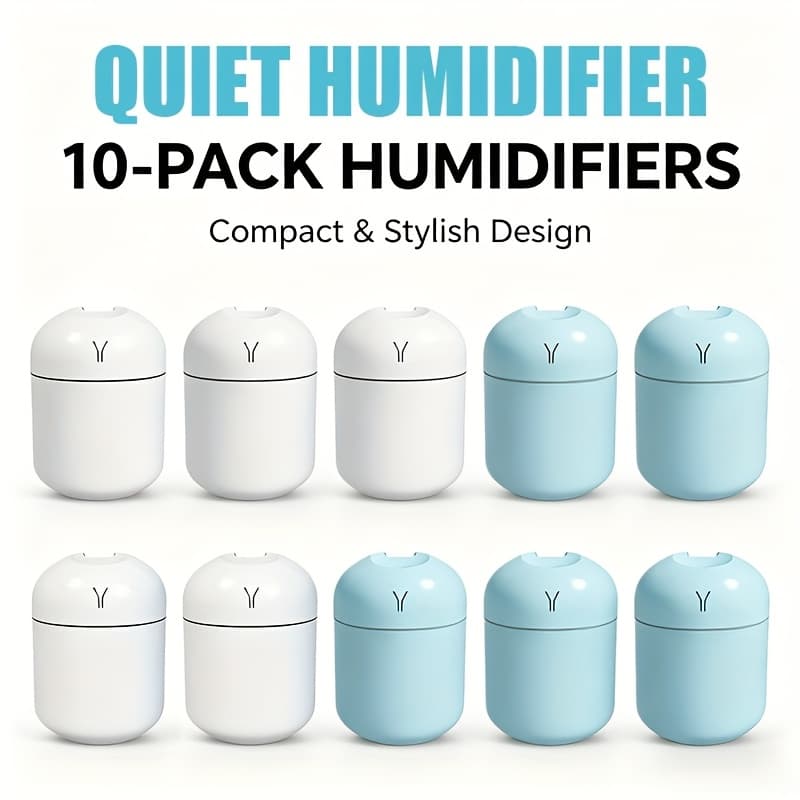 TEMU 10pcs Humidifiers, With Spray, Suitable For Bedroom, Living Room, Office Desk, Car, White Blue, Long- Spray, Usb Power Supply, Desk Humidifier, Humidifier